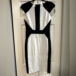 CACHE Ponte Sleeveless Dress Black & White